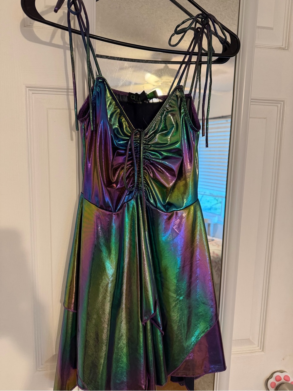 Dolls Kill Iridescent Purple Blue Green Mini Dress - Picture 3 of 5